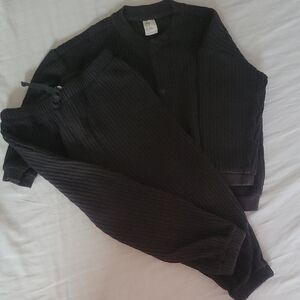 Black Ribbed Lounge Set